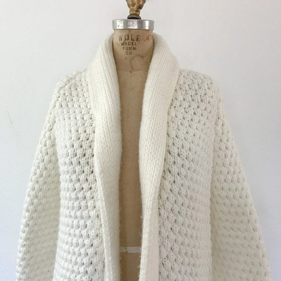 1970s vintage knit shawl collar sweater cardigan pave knit MEDIUM - Picture 2 of 9